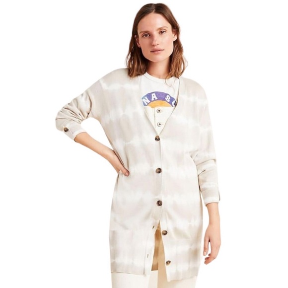 Anthro / Sanctuary Tan + White Tie Dye Cardigan - 1X - Picture 2 of 8